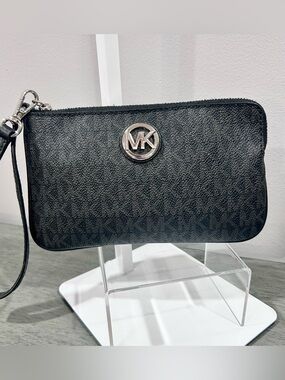 Michael Kors Black MK Logo Wristlet